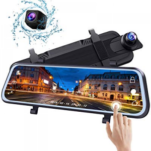 Bir Mirror Dash Cam 10 Inch Touch Screen Sony Front&Rear View Dual Lens for Car Backup with Guidelin