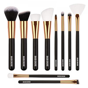 BABI BEAR Makeup Brushes 10 PCs Makeup Brushes Set Premium Synthetic Foundation Powder Fan Concealer