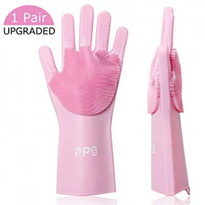 Magic Silicone Dishwashing Gloves, Pair of Rubber Scrubbing Gloves for Dishes, Wash Cleaning Gloves 