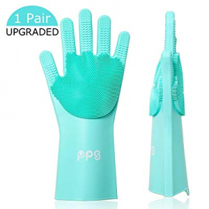 Magic Silicone Dishwashing Gloves, Pair of Rubber Scrubbing Gloves for Dishes, Wash Cleaning Gloves 