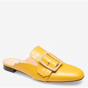 JANESSE 女士金沙色鳄鱼纹小牛皮无后跟穆勒鞋