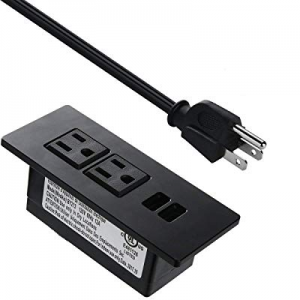 Recessed Power Outlet with USB, Desk Power Strip for Furniture, Socket Connect 2 Plug, 9.8 ft Extens