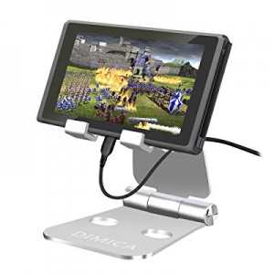 DIMICA Cell Phone Stand, Tablet Stand, Adjustable Foldable Multi-Angle Aluminum Desktop Phone Stand 