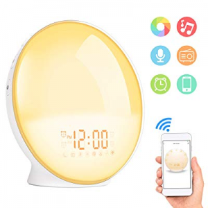 Sunrise Alarm Clock, Shayson Smart Wake Up Light, Digital Alarm Clock Radio, 7 Colored Sunrise Simul