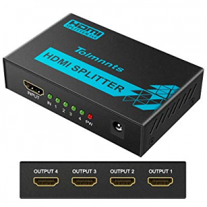 Tolmnnts HDMI Splitter 1 in 4 Out Powered by AC Adapter, Supports 4K 3D Full HD1080P, Compatible wit