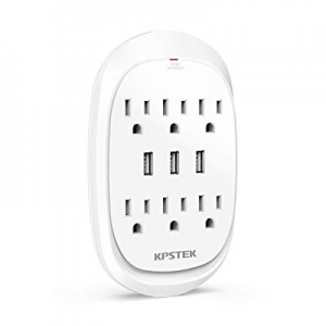 KPSTEK 6-Outlet Multi Plug Outlet Extender with 3 USB Ports (3.4A Total), Wall Plug Outlet Adapter S