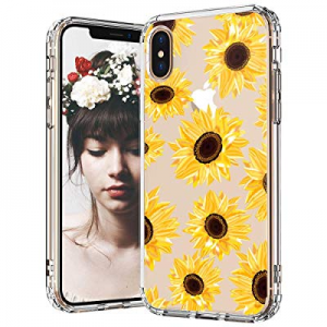 MOSNOVO iPhone X Case, iPhone Xs Case, Sunflower Floral Flower Pattern Clear Design Transparent Plas