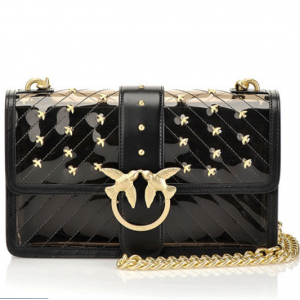 Pinko 品高 19春夏新款 珍珠铆钉装饰单肩斜挎包/燕子包 1P21BNY5F8 黑色