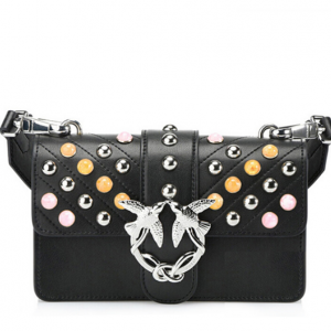 Pinko 品高 Mini款 彩色珍珠燕子包/单肩斜挎包 1P212KY4HR  黑色