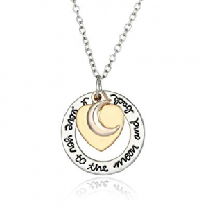 One Day Only！Luvalti I Love You to The Moon and Back Heart Pendant Necklace - Family & Friends Jewel