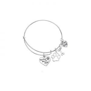 80.0% off Luvalti Dog Charm Bracelet - Paw Print Jewelry- Dog Lovers Bracelet- Dog Owner Bangle for 