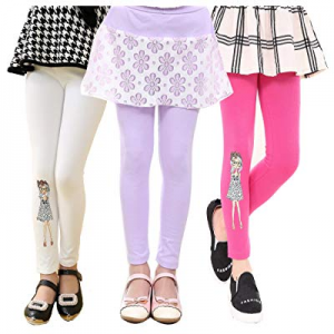 One Day Only！Beloved Lucia Girls Leggings Mid Waiste-Soft&Slim Cotton Printed Pants Spring Trousers 