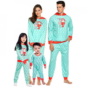 One Day Only！Teeker Christmas Family Pajama Set Holiday Macthing Loungewear PJ Sets Elk Santa Print 