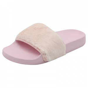 One Day Only！Women's Fur Sandals Fashion Open Toe Indoor & Outdoor Slip On Soft Slipper now 55.0% of