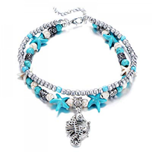 One Day Only！55.0% off Fesciory Women Starfish Turtle Anklet Multilayer Adjustable Beach Alloy Ankle