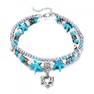 One Day Only！55.0% off Fesciory Women Starfish Turtle Anklet Multilayer Adjustable Beach Alloy Ankle