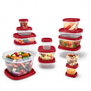 Rubbermaid Easy Find Vented Lids Food Storage Containers, 24-Piece Set Plus Bonus, Racer Red