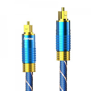 AMPCOM Fiber Optic Audio Cables Male to Male Toslink Zinc Alloy for Home Theater,TV,PS4,Xbox or More