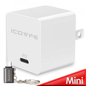USB C Charger with 18W Power Delivery 3.0, iCovfe Mini USB C Wall Charger, Compatible with iPhone Xs