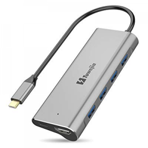 USB C Hub Tuwejia 6-in-1 Type c Hub Multi Port Adapter with USB C to HDMI 4K Output,4 USB 3.0, USB C