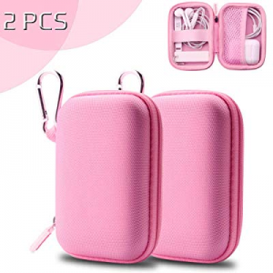 ASMOTIM Pink Earbud Case Earphone Carrying Case Headphones Protective Case Mini Storage Carrying Cas