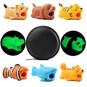 8pcs Cable Bites Animals Protector 2 Animal Cable Protectors Glow in The Dark and 6 Normal Cable Bit