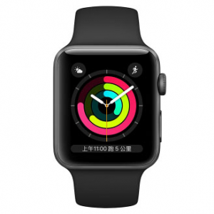 Apple Watch Series 3智能手表（GPS款 38毫米 深空灰色铝金属表壳 黑色运动型表带）