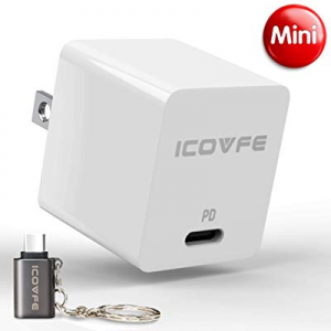 USB C Charger with 18W Power Delivery 3.0, iCovfe Mini USB C Wall Charger, Compatible with iPhone Xs
