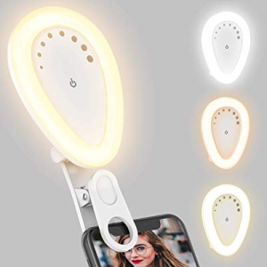 Selfie Ring Light, Clip-on Ring Light Rechargeable Portable Photography Light, Upgraded Selfie Fill