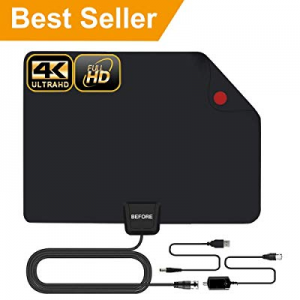 HDTV Antenna, 2019 New Indoor Digital TV Antenna 60-90 Miles Range, Amplifier Signal Booster Support