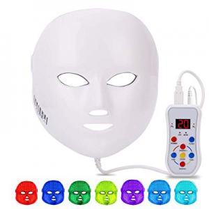 Led Face Mask, NEWKEY Led Light Therapy 7 Color Facial Skin Care Mask - with Clinically Proven Blue