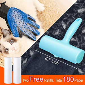 Wangstar Pet Hair Remover Set, 6.7″ Lint Roller for Pet Hair on Cloth Cleaning & Right Hand Pet Groo