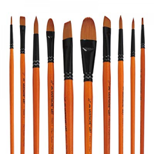 MUSTACHE Artist Brushes Set of 10-4 Different Shapes Synthetic Hair Art Paint Brush Set for Acrylic,
