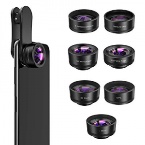 Phone Camera Lens,7 in 1 Cell Phone Lens Kit -120°Wide Angle Lens,Macro Lens,198°Fisheye Lens,Starbu