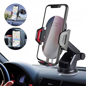 BOKEYU Car Phone Mount Dashboard Windshield Air Vent Cell Phone Holder for Car Strong Sticky Suction