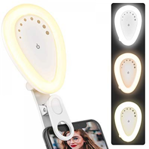 Selfie Ring Light, Clip-on Ring Light Rechargeable Portable Photography Light, Upgraded Selfie Fill 