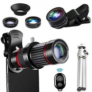 DDcafor 18X Mobile Phone 4 in 1 Camera Telephoto Lens 198° Fish Eye + Wide-Angle +15X Macro Lens Kit