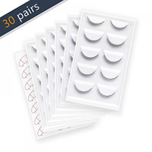30 Pairs Training Lashes for Eyelash Extensions 6-Pack Teaching Practice Lashes Strips Self Adhesive