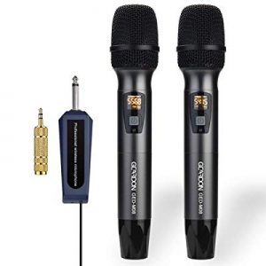 GEARDON Wireless Microphone System Dual 48 X 2Channel Cordless Dynamic Mic Set 2 Handheld UHF Metal