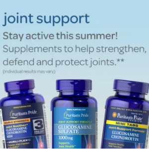 Up to 20% off select Joint Support + buy 2 get 3 free @ Puritans Pride