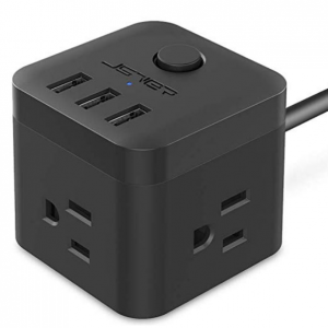Amazon - JSVER Compact Cube Power Strip with 3 USB Charging Station for $10.99