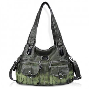 Angel Barcelo Women Top Handle Satchel Handbags Shoulder Bag Messenger Tote Washed Leather Purse n..