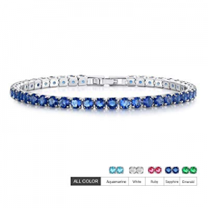 60.0% off EEPIRR AAA+ Cubic Zirconia Friendship Tennis Bracelet 18K White Gold Plated Round Cut CZ..