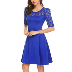 Showyoo Women’s Vintage Floral Pleated Lace Cocktail Party Dress now 50.0% off 