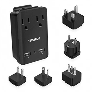Travel Adapter Kit TESSAN UK Ireland Italy France Adapter with 2 Outlets 2 USB Ports, 4 in 1 Electri