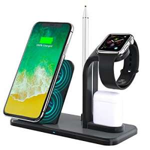 YaBland Wireless Charger Stand,Fast 4in1 Qi Charging Station 10W Compatible with Samsung S10/S9, 7.5