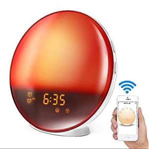 LATME Sunrise Alarm Clock Wake Up Light Works with Alexa Google Home with Colored Sunrise Simulation