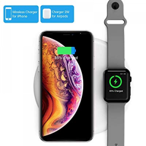 COSOOS Wireless Charger,2 in 1 Qi Wireless Charging Pad Stand,Compatible with iWatch Series 2/3/Nike
