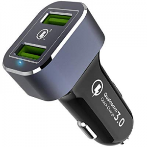 Brexlink Quick Charge 3.0 Car Charger 3A Dual QC USB Ports 36W Fast Car Charger Adapter, for Samsung