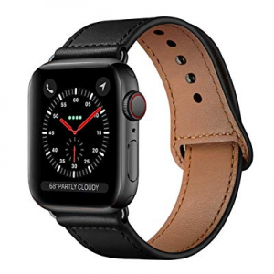 KYISGOS Compatible with iWatch Band 44mm 42mm, Genuine Leather Replacement Band Strap Compatible wit